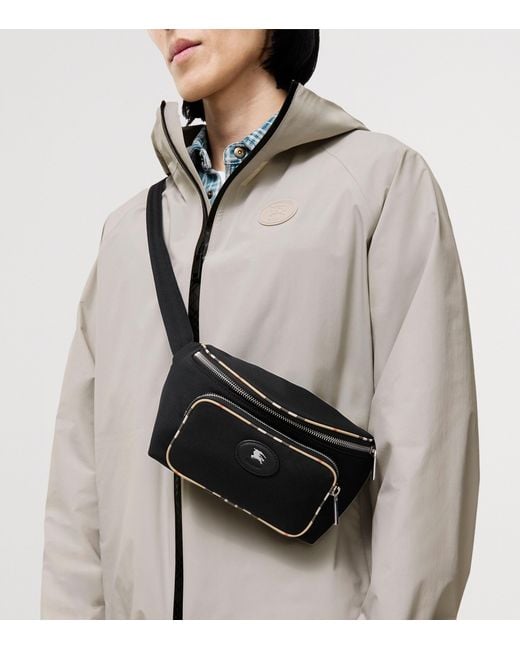Burberry Black Check-Trim Belt Bag for men