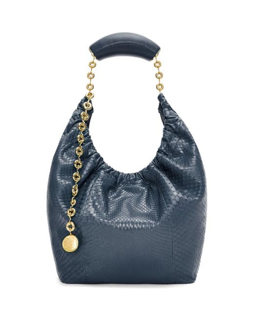Loewe Blue Small Python Skin Squeeze Shoulder Bag