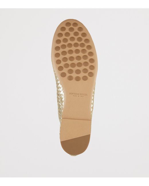 Bottega Veneta Natural Metallic Leather Rosa Ballet Flats