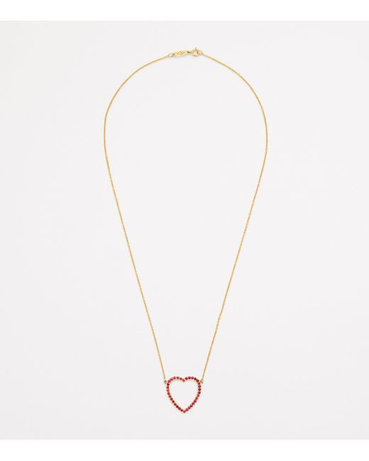 Jennifer Meyer Metallic Large And Ruby Edith Open Heart Necklace
