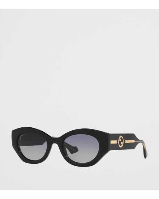 Gucci Black Injected Oval Sunglasses