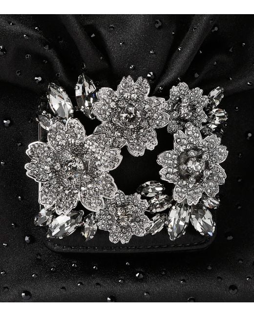 Roger Vivier Black Mini Satin Efflorescence Clutch Bag