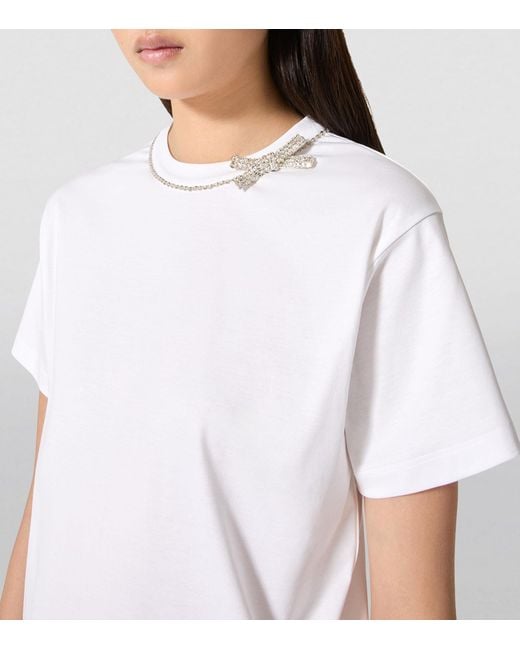 Valentino Garavani White Embellished Bow T-shirt