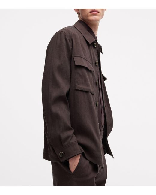 Boss Black Linen-Virgin Wool Overshirt for men
