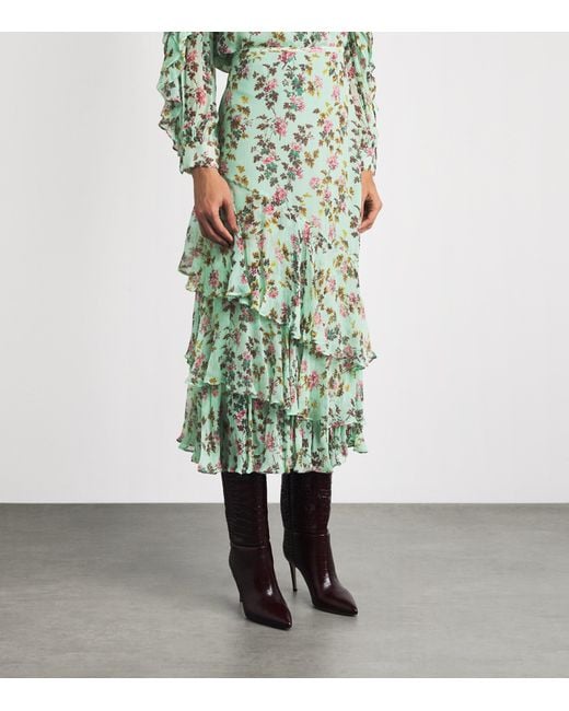 Ulla Johnson Green Silk Meadow Maxi Skirt