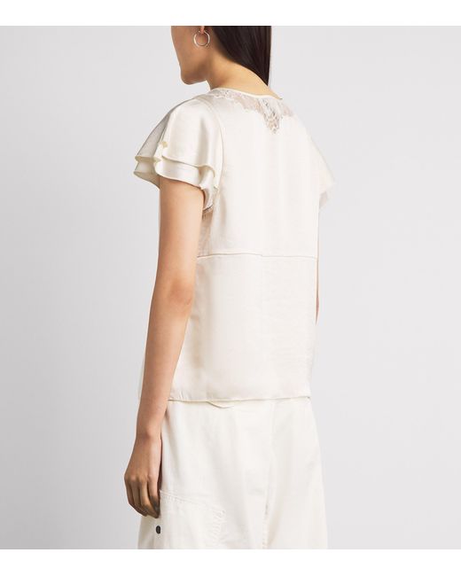 Citizens of Humanity White Lola Ruffle-Sleeve Blouse