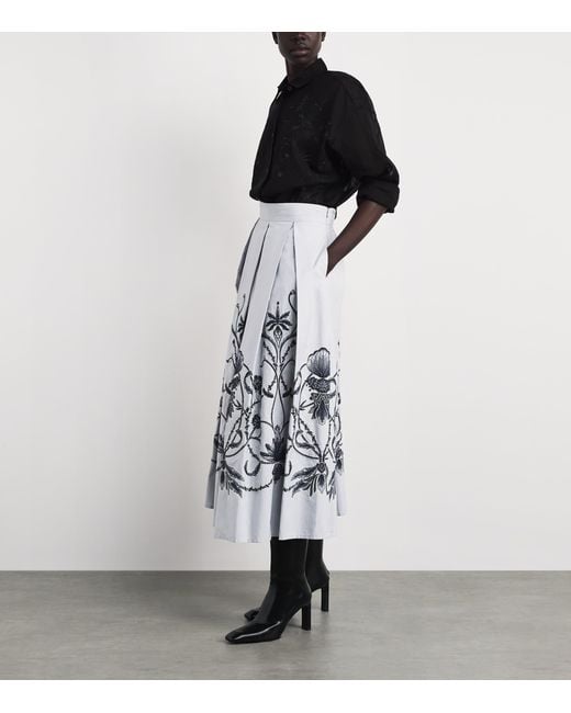 Eleventy White Cotton Embroidered Maxi Skirt
