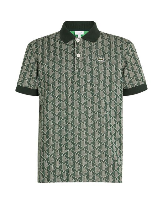Lacoste Synthetic Monogram Jacquard Polo Shirt in Green for Men | Lyst