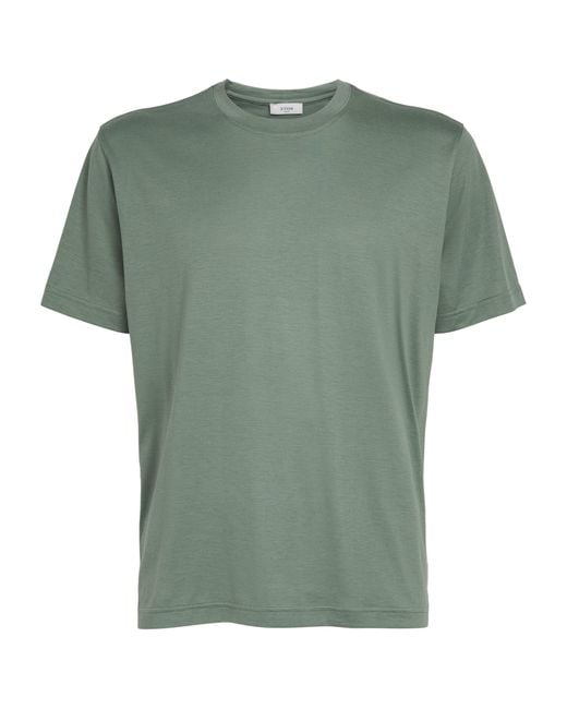 Eton of Sweden Green Silk-Cotton T-Shirt for men