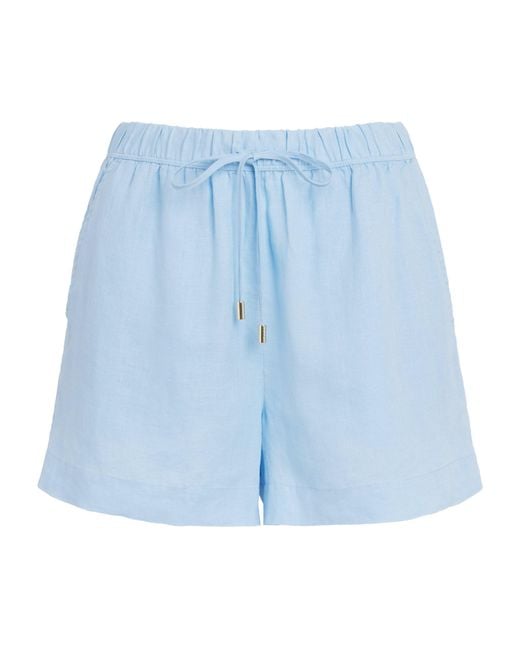 Heidi Klein Blue Linen Ponza Drawstring Shorts