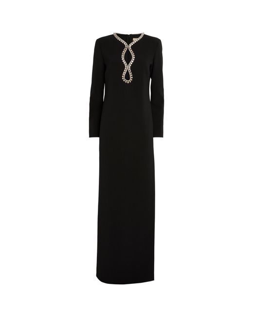 Elie Saab Black Embellished Long-sleeve Gown