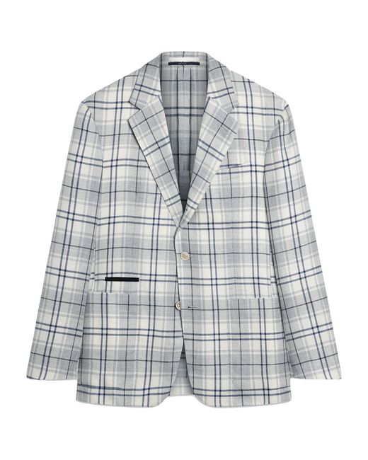 Dunhill Blue Wool-Blend Check Bourdon Blazer for men