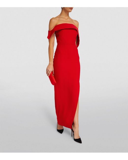 Roland Mouret Red Wool-silk Maxi Dress