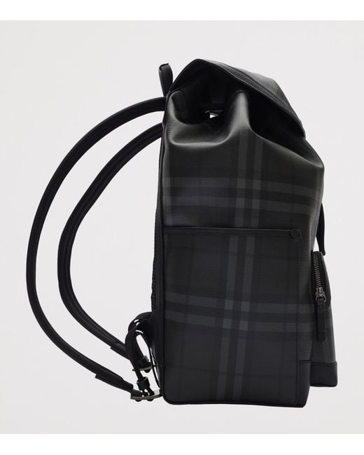 Burberry Black City Check Clip Backpack for men
