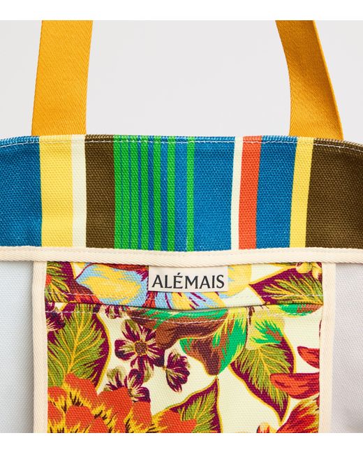 ALÉMAIS Yellow Cotton Printed Charlie Tote Bag