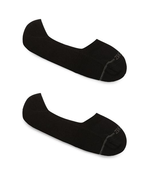 Zegna Black Logo No-show Socks for men