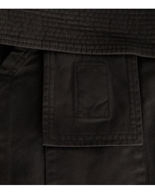 Rick Owens Black Cotton Wide-leg Cargo Trousers for men