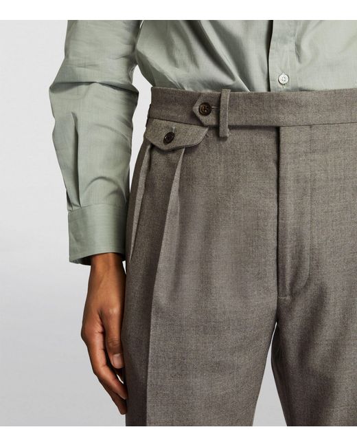 Ralph Lauren Purple Label Gray Wool Double-pleated Trousers for men