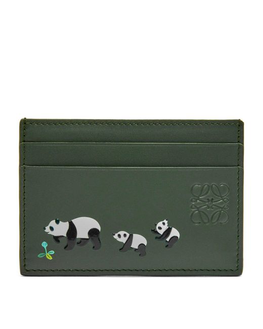 Loewe Green Calfskin Panda Card Holder