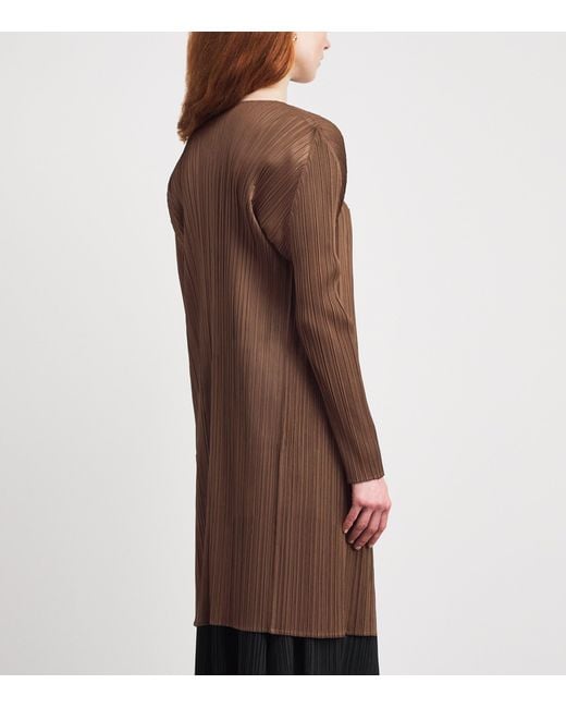 Pleats Please Issey Miyake Brown New Colorful Basics Longline Cardigan