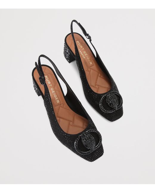 Kurt Geiger Black Embellished Chelsea Block Slingback Pumps