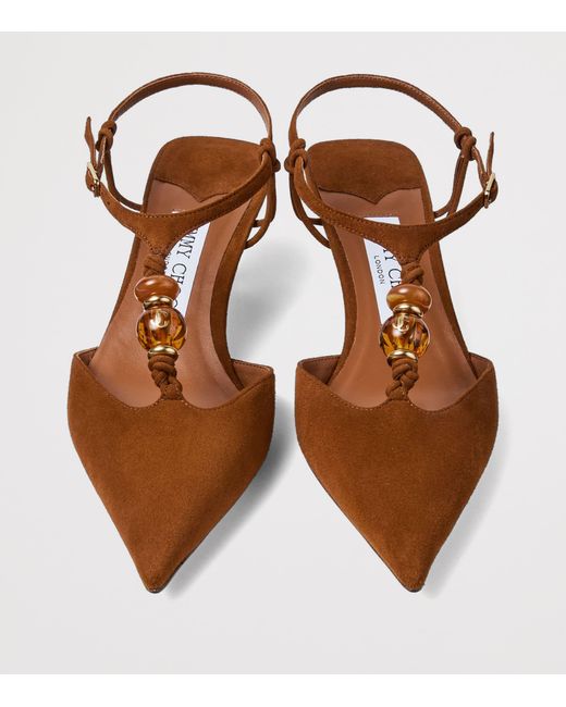 Jimmy Choo Brown Lauri 50 Suede Slingback Pumps