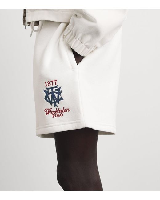 Ralph Lauren White X Wimbledon Fleece Shorts for men