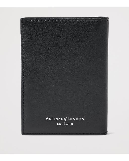Aspinal Black Leather Double Fold Card Holder