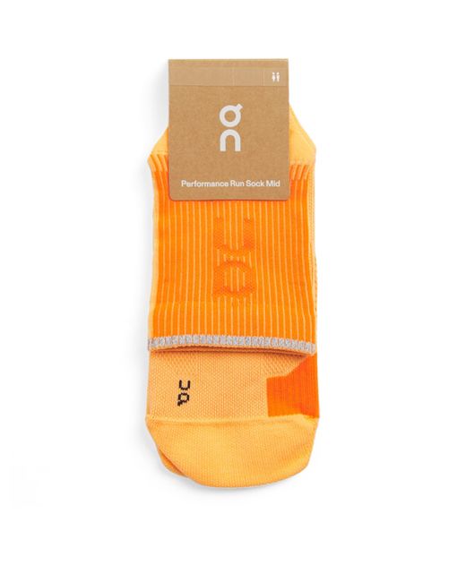 On Shoes Orange Performance Run Mid Socks for men