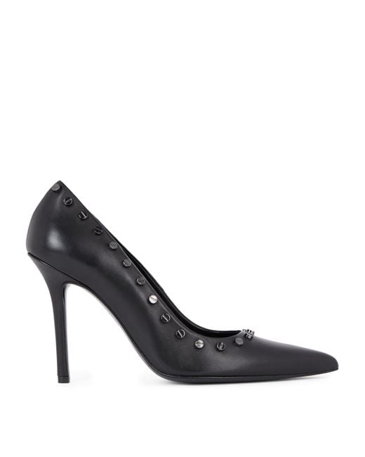 The Kooples Black Calfskin Stud-Embellished Pumps