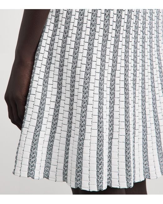 Valentino Gray Knitted Stripe Mini Dress