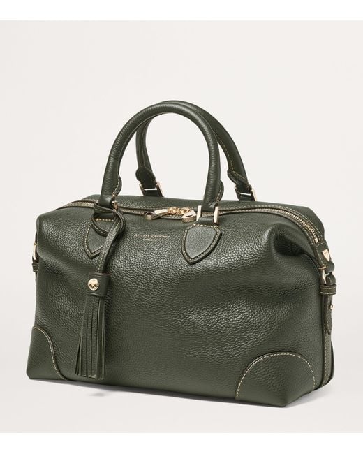 Aspinal Green Leather Midi The Hudson Bowling Bag