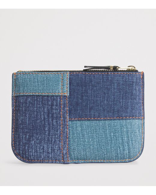 COMME DES GARÇONS PLAY Blue Lambskin Denim-Patch Wallet for men