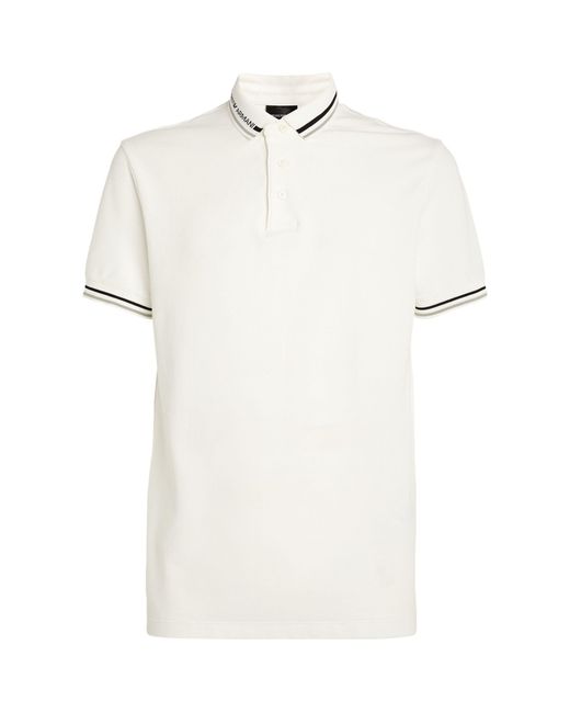 Emporio Armani White Logo Polo Shirt for men