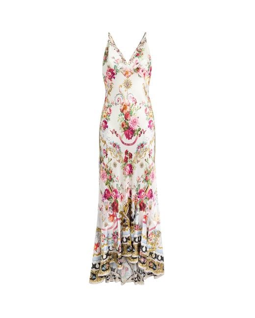 Camilla White Silk Printed Slip Dress