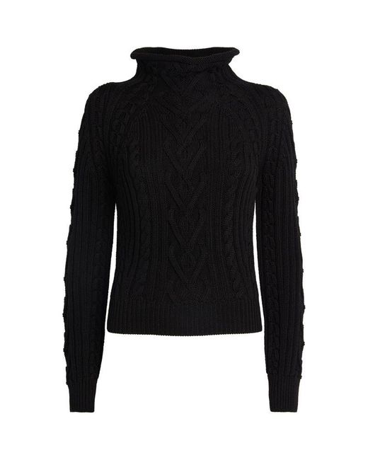 High Sport Black Cotton Aran Sweater