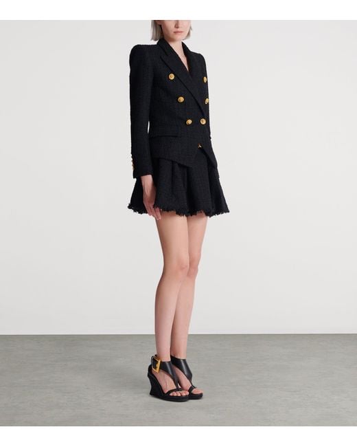 Balmain Blue Tweed Tailored Jacket