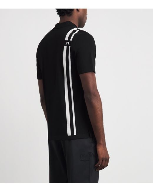 J.Lindeberg Black 30Y Wallis Knit Polo Shirt for men