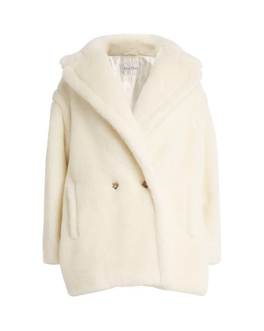 Max Mara White Alpaca-Wool-Silk Coat