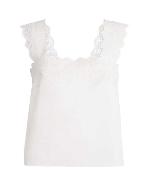 FRAME White Organic Cotton The Eyelet Tank Top