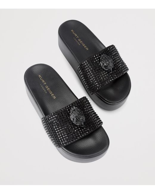 Kurt Geiger Black Meena Eagle Platform Slides