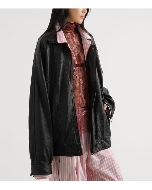 Dolce & Gabbana Black Oversized Leather Jacket