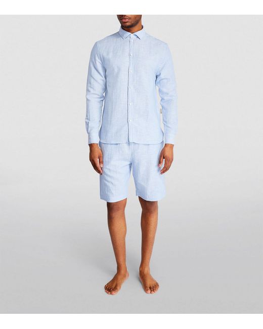 Zimmerli of Switzerland Blue Linen-cotton Drawstring Shorts for men