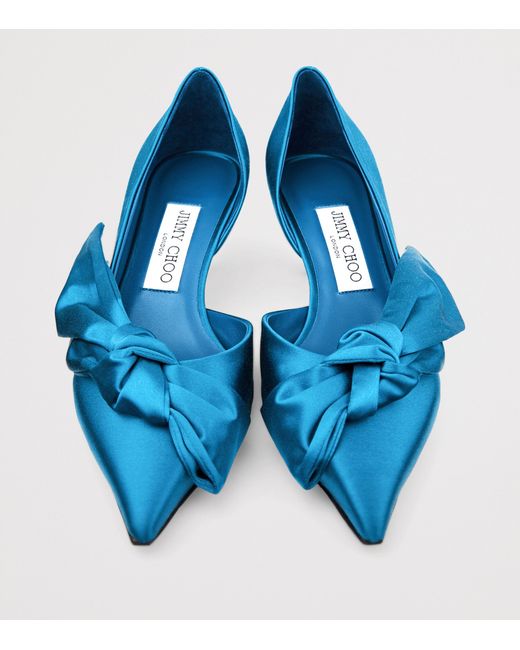 Jimmy Choo Blue Issy 50 Satin Pumps