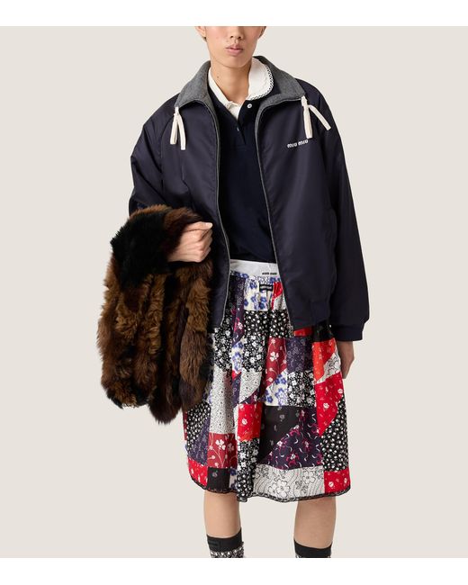 Miu Miu Blue Reversible Bomber Jacket