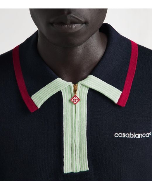 Casablanca Blue Merino Polo Sweater for men