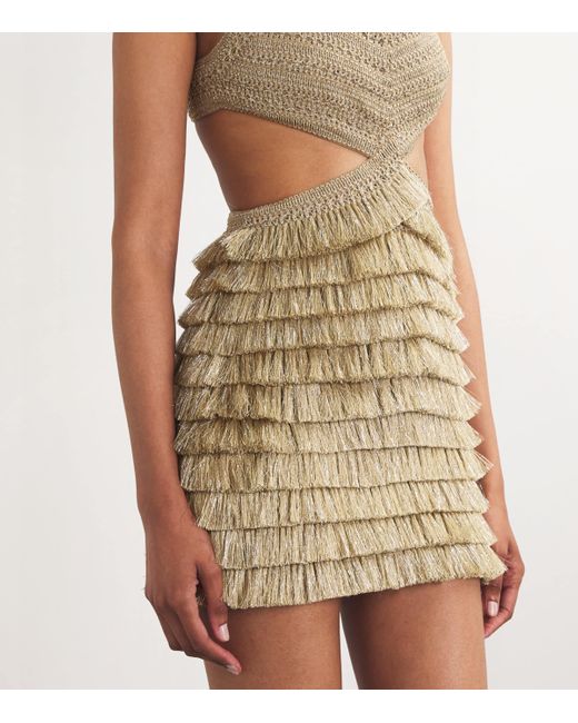 PATBO Natural Fringe-Trim Mini Dress