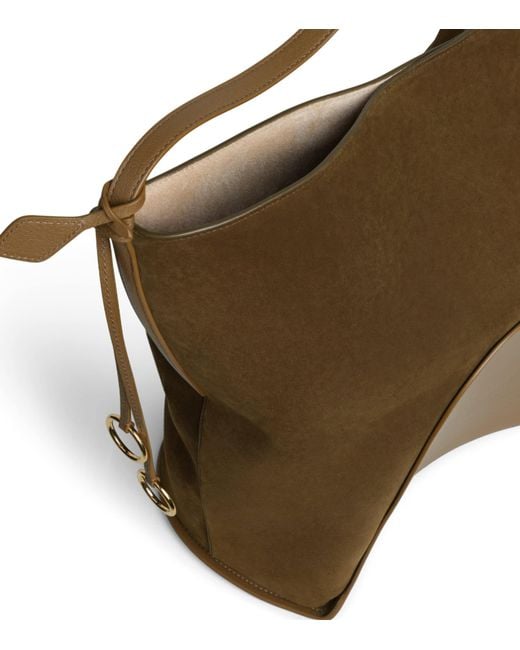 Alaïa Brown Large Suede-Leather Hip Bucket Bag
