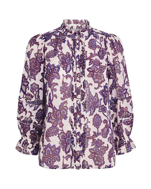ME+EM Purple Cotton Floral Print Blouse