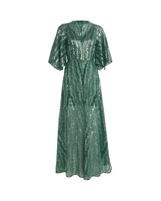 Maje Sequinned Maxi Dress in Green | Lyst Maje Sequinned Maxi Dress in Green | Lyst